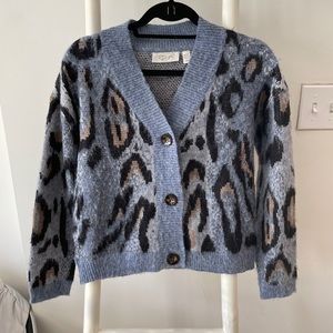 Small RD Style Leopard Print Cropped Button Down Cardigan